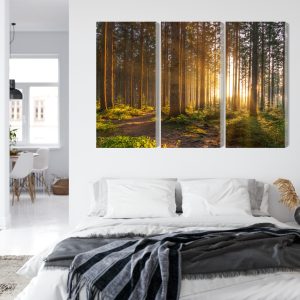 Peinture en plusieurs parties Coucher De Soleil Dans La Forêt – Image 7