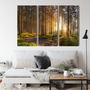 Peinture en plusieurs parties Coucher De Soleil Dans La Forêt – Image 4