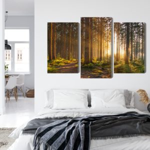 Peinture en plusieurs parties Coucher De Soleil Dans La Forêt – Image 7