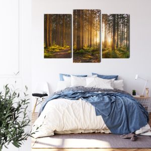 Peinture en plusieurs parties Coucher De Soleil Dans La Forêt – Image 3