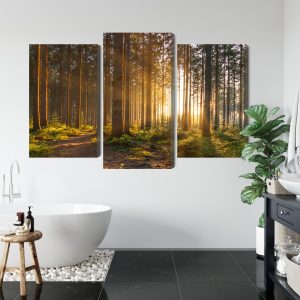 Peinture en plusieurs parties Coucher De Soleil Dans La Forêt – Image 5