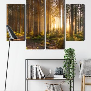 Peinture en plusieurs parties Coucher De Soleil Dans La Forêt – Image 9
