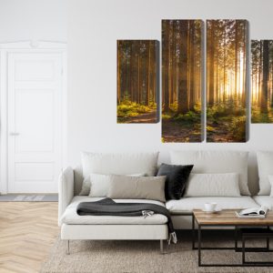 Peinture en plusieurs parties Coucher De Soleil Dans La Forêt – Image 6