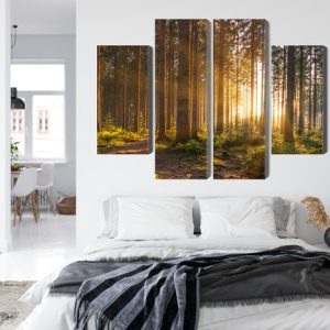 Peinture en plusieurs parties Coucher De Soleil Dans La Forêt – Image 7