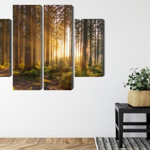 Peinture en plusieurs parties Coucher De Soleil Dans La Forêt – Image 8