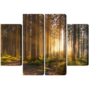 Peinture en plusieurs parties Coucher De Soleil Dans La Forêt – Image 2