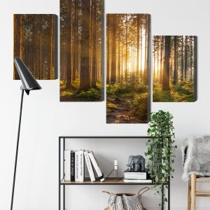Peinture en plusieurs parties Coucher De Soleil Dans La Forêt – Image 9