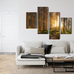 Peinture en plusieurs parties Coucher De Soleil Dans La Forêt – Image 6
