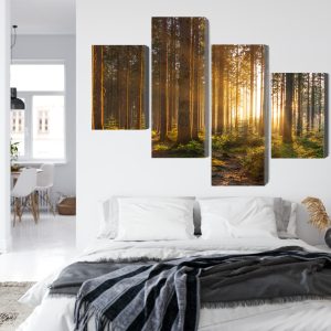 Peinture en plusieurs parties Coucher De Soleil Dans La Forêt – Image 7