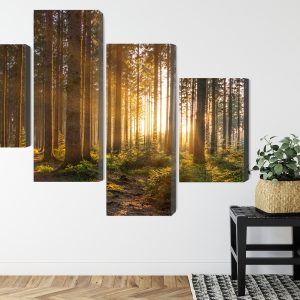 Peinture en plusieurs parties Coucher De Soleil Dans La Forêt – Image 8