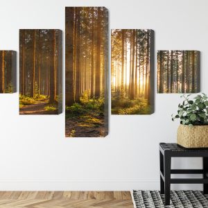 Peinture en plusieurs parties Coucher De Soleil Dans La Forêt – Image 8