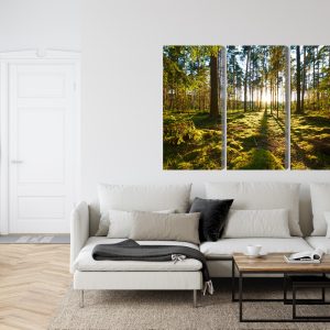Peinture en plusieurs parties Paysage Forestier Avec Coucher De Soleil – Image 6