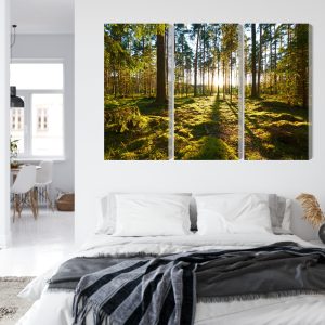Peinture en plusieurs parties Paysage Forestier Avec Coucher De Soleil – Image 7