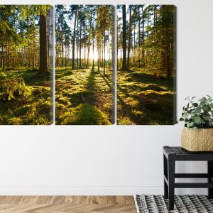 Peinture en plusieurs parties Paysage Forestier Avec Coucher De Soleil – Image 8