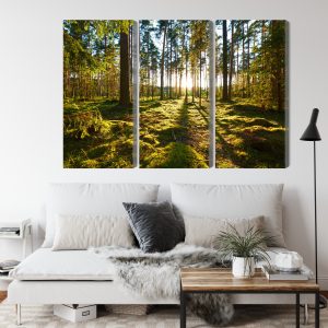 Peinture en plusieurs parties Paysage Forestier Avec Coucher De Soleil – Image 4