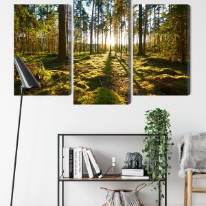 Peinture en plusieurs parties Paysage Forestier Avec Coucher De Soleil – Image 9