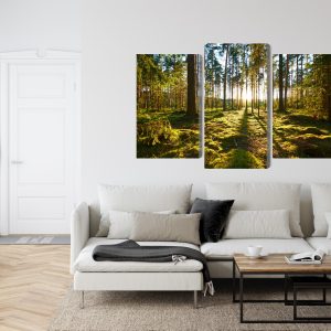 Peinture en plusieurs parties Paysage Forestier Avec Coucher De Soleil – Image 6
