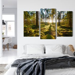 Peinture en plusieurs parties Paysage Forestier Avec Coucher De Soleil – Image 7
