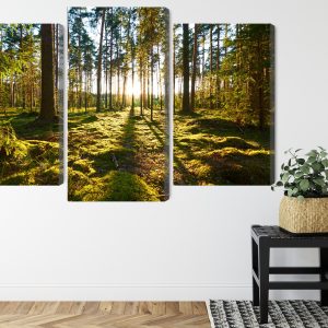 Peinture en plusieurs parties Paysage Forestier Avec Coucher De Soleil – Image 8