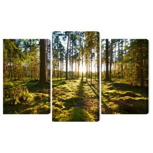 Peinture en plusieurs parties Paysage Forestier Avec Coucher De Soleil – Image 2