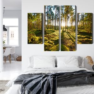 Peinture en plusieurs parties Paysage Forestier Avec Coucher De Soleil – Image 7