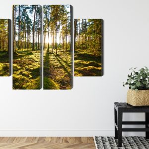 Peinture en plusieurs parties Paysage Forestier Avec Coucher De Soleil – Image 8