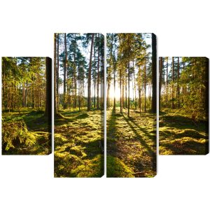 Peinture en plusieurs parties Paysage Forestier Avec Coucher De Soleil – Image 2