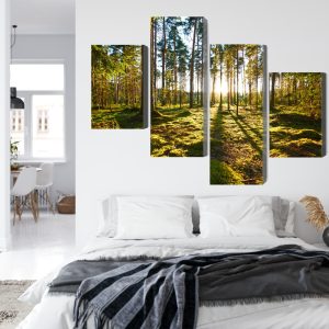 Peinture en plusieurs parties Paysage Forestier Avec Coucher De Soleil – Image 7