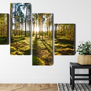 Peinture en plusieurs parties Paysage Forestier Avec Coucher De Soleil – Image 8
