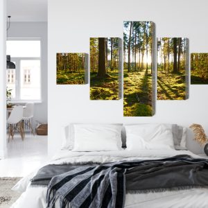 Peinture en plusieurs parties Paysage Forestier Avec Coucher De Soleil – Image 7