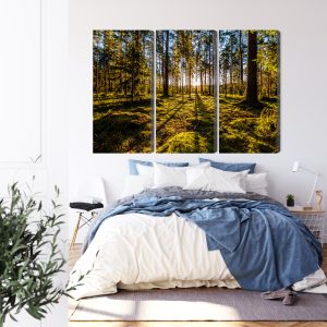 Peinture en plusieurs parties Rayons De Soleil Du Matin Dans La Forêt – Image 3