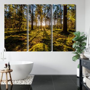 Peinture en plusieurs parties Rayons De Soleil Du Matin Dans La Forêt – Image 5