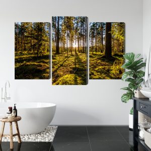 Peinture en plusieurs parties Rayons De Soleil Du Matin Dans La Forêt – Image 5
