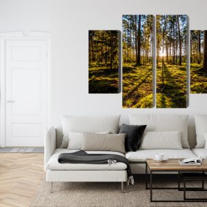 Peinture en plusieurs parties Rayons De Soleil Du Matin Dans La Forêt – Image 6
