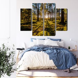 Peinture en plusieurs parties Rayons De Soleil Du Matin Dans La Forêt – Image 3