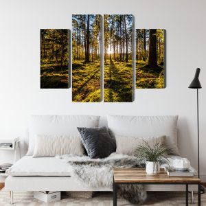Peinture en plusieurs parties Rayons De Soleil Du Matin Dans La Forêt – Image 4