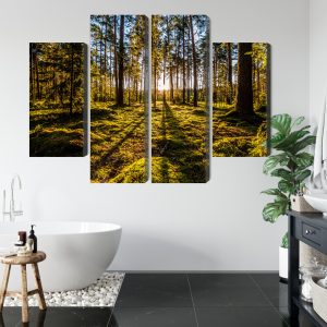 Peinture en plusieurs parties Rayons De Soleil Du Matin Dans La Forêt – Image 5