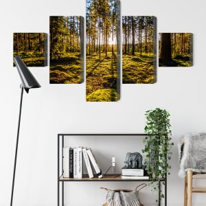 Peinture en plusieurs parties Rayons De Soleil Du Matin Dans La Forêt – Image 9