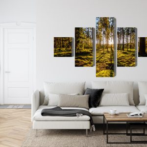 Peinture en plusieurs parties Rayons De Soleil Du Matin Dans La Forêt – Image 6