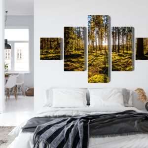 Peinture en plusieurs parties Rayons De Soleil Du Matin Dans La Forêt – Image 7