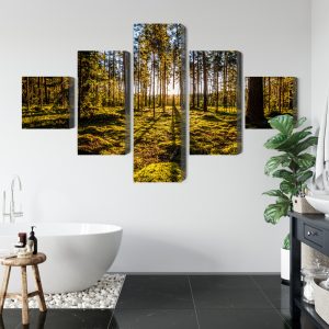 Peinture en plusieurs parties Rayons De Soleil Du Matin Dans La Forêt – Image 5