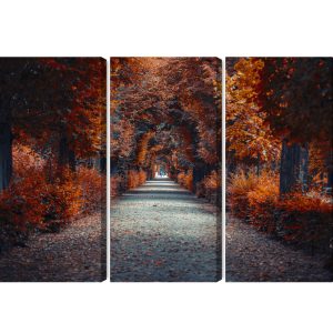 Peinture en plusieurs parties Un Chemin Au Fond De La Forêt D'automne – Image 2