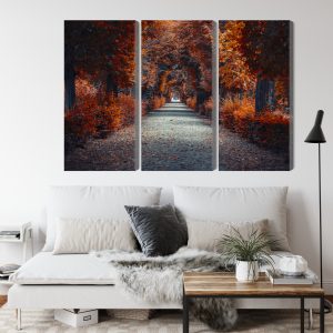 Peinture en plusieurs parties Un Chemin Au Fond De La Forêt D'automne – Image 4