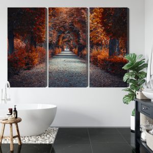 Peinture en plusieurs parties Un Chemin Au Fond De La Forêt D'automne – Image 5