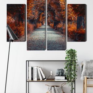 Peinture en plusieurs parties Un Chemin Au Fond De La Forêt D'automne – Image 9