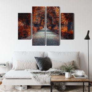 Peinture en plusieurs parties Un Chemin Au Fond De La Forêt D'automne – Image 4