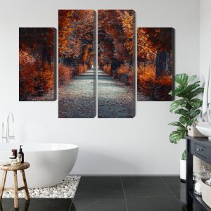 Peinture en plusieurs parties Un Chemin Au Fond De La Forêt D'automne – Image 5