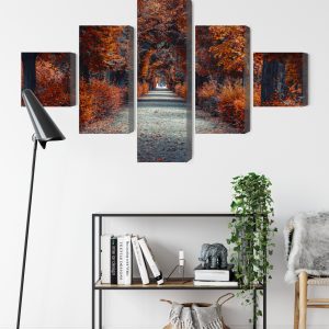 Peinture en plusieurs parties Un Chemin Au Fond De La Forêt D'automne – Image 9