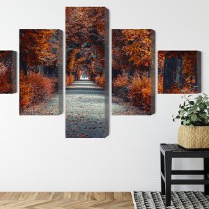 Peinture en plusieurs parties Un Chemin Au Fond De La Forêt D'automne – Image 8