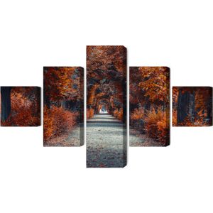 Peinture en plusieurs parties Un Chemin Au Fond De La Forêt D'automne – Image 2